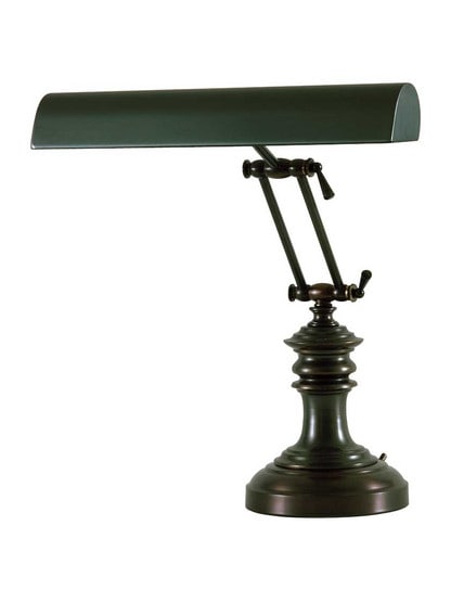 16 inch Piano Desk Lamp with Decorative Base in Mahogany Bronze.